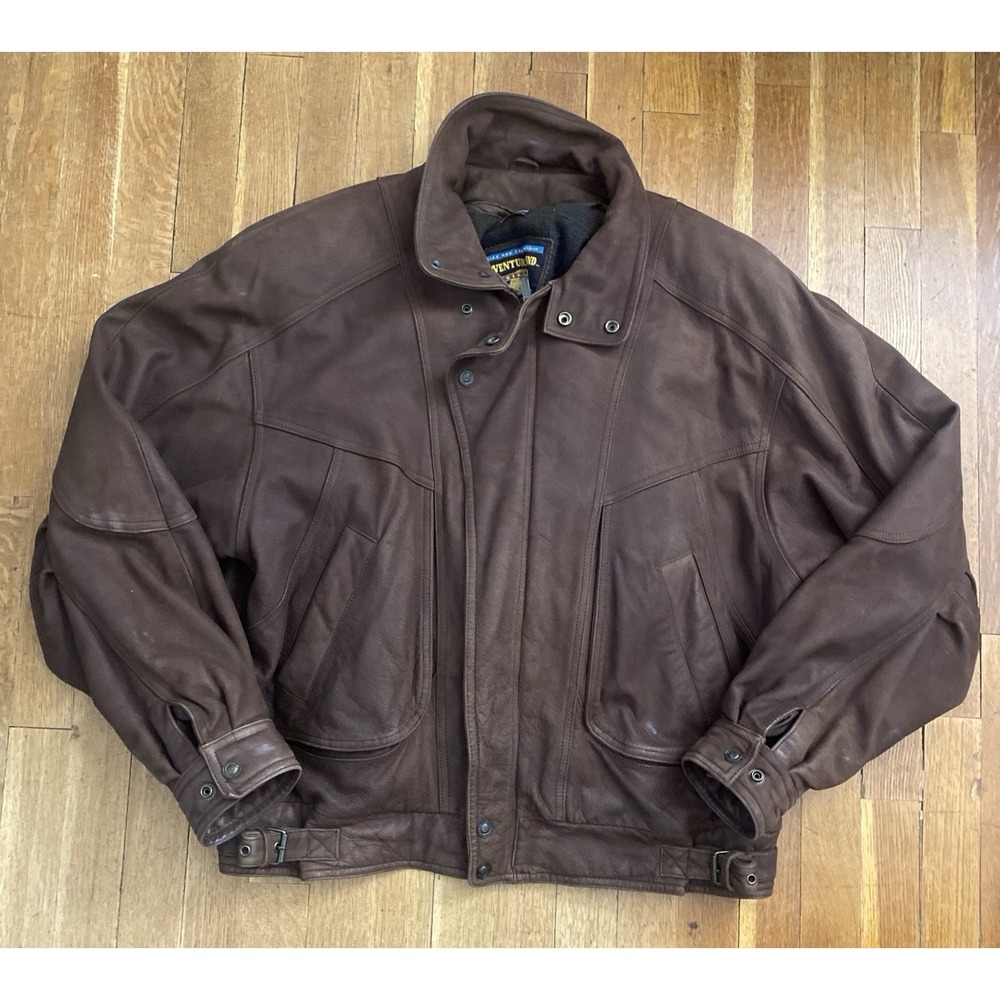 Vintage Wilsons Adventure Bound Jacket Mens Medium Brown Leather Bomber Lined